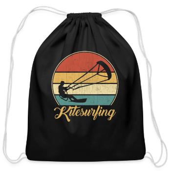 Kitesurfing Kite Surfing Kiteboard Windsurfing - Cotton Drawstring Bag - black - Front