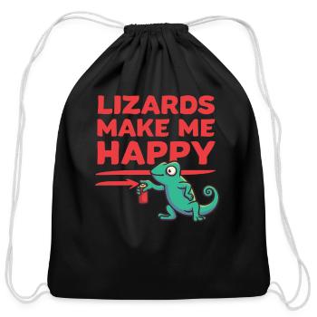 Lizard Lizards Make Meh Happy - Cotton Drawstring Bag - black - Front