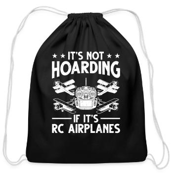 RC Aircraft Owner Men Model RC Airplane Pilot - Cotton Drawstring Bag - black - Front