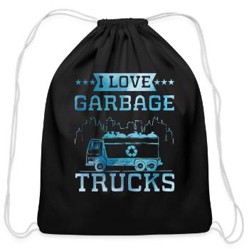 Garbage Truck Boys - Cotton Drawstring Bag - black - Front