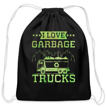 Garbage Truck Lover - Cotton Drawstring Bag - black - Front