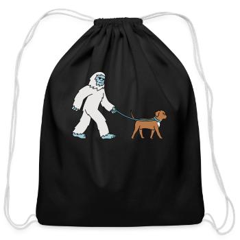 Bigfoot Sasquatch Walking Dogue De Bordeaux - Cotton Drawstring Bag - black - Front