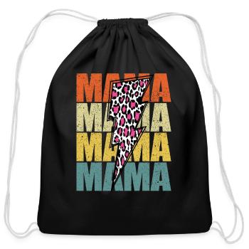 Lightning Bolt Leopard Cheetah Print Multi Color - Cotton Drawstring Bag - black - Front