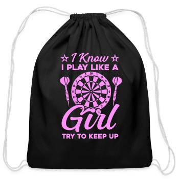 Darts Queen Dartboard Women Dart Player Girl - Cotton Drawstring Bag - black - Front
