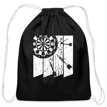 Retro Dartboard Darts 180 Men Dart Player - Cotton Drawstring Bag - black - Front