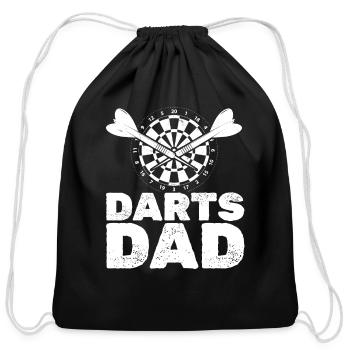 Dart Player Dad Dartboard Men Retro Darts - Cotton Drawstring Bag - black - Front