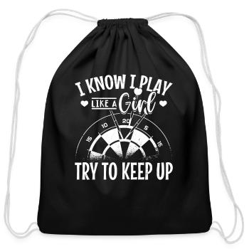 Girl Darts Retro Dartboard Women Dart Player - Cotton Drawstring Bag - black - Front