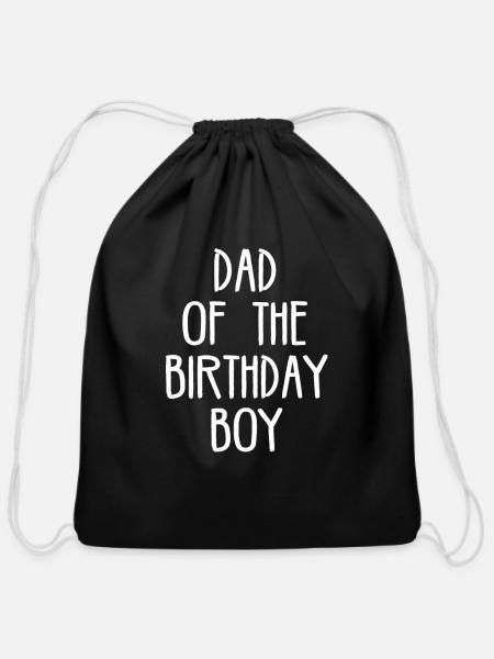 Dad of the Birthday Boy - Cotton Drawstring Bag - black