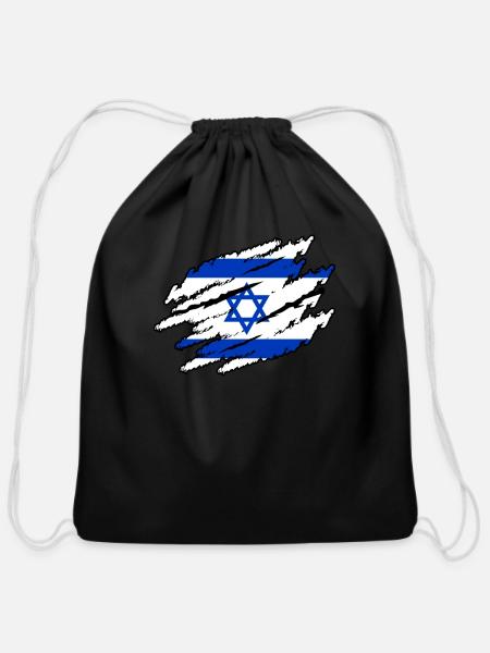 Israel - Cotton Drawstring Bag - black
