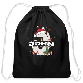 John Christmas - John Name funny Xmas - Cotton Drawstring Bag - black - Front