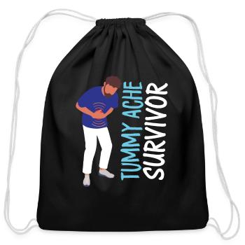 Tummy Ache Survivor Stomachache - Cotton Drawstring Bag - black - Front