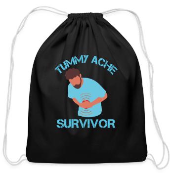 Tummy Ache Survivor Stomachache - Cotton Drawstring Bag - black - Front