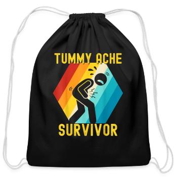 Tummy Ache Survivor - Cotton Drawstring Bag - black - Front