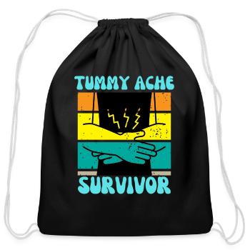 tummy ache survivor - Cotton Drawstring Bag - black - Front