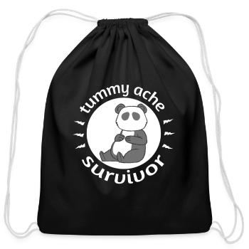 Tummy Ache Survivor - Cotton Drawstring Bag - black - Front