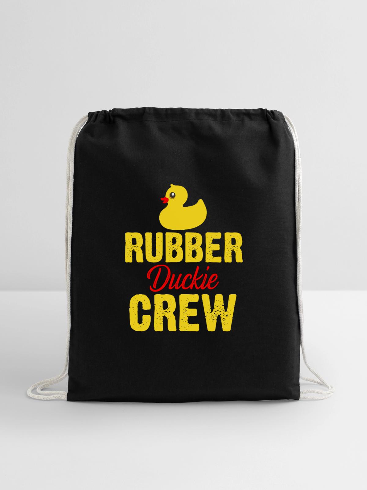 rubber duckie crew - Cotton Drawstring Bag - black - Front