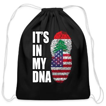 Lebanese And American Mix Heritage DNA Flag - Cotton Drawstring Bag - black - Front