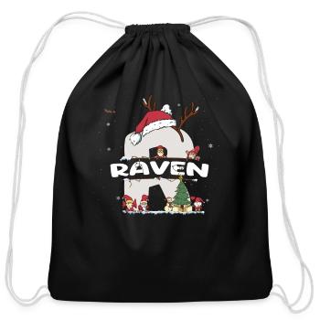 Raven Christmas - Raven Name funny Xmas - Cotton Drawstring Bag - black - Front
