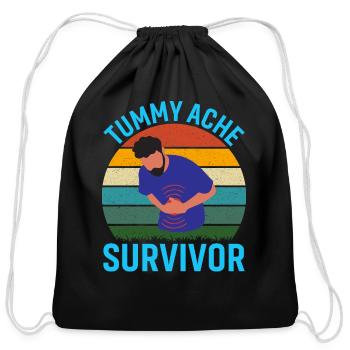 Tummy Ache Survivor Shirt - Cotton Drawstring Bag - black - Front