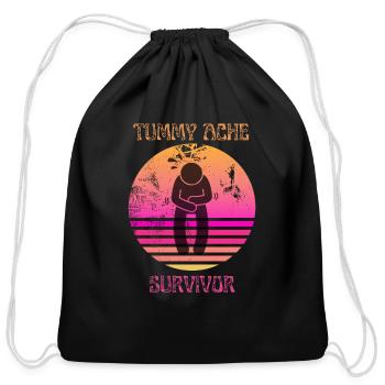 Vintage Tummy Ache Survivor - Cotton Drawstring Bag - black - Front