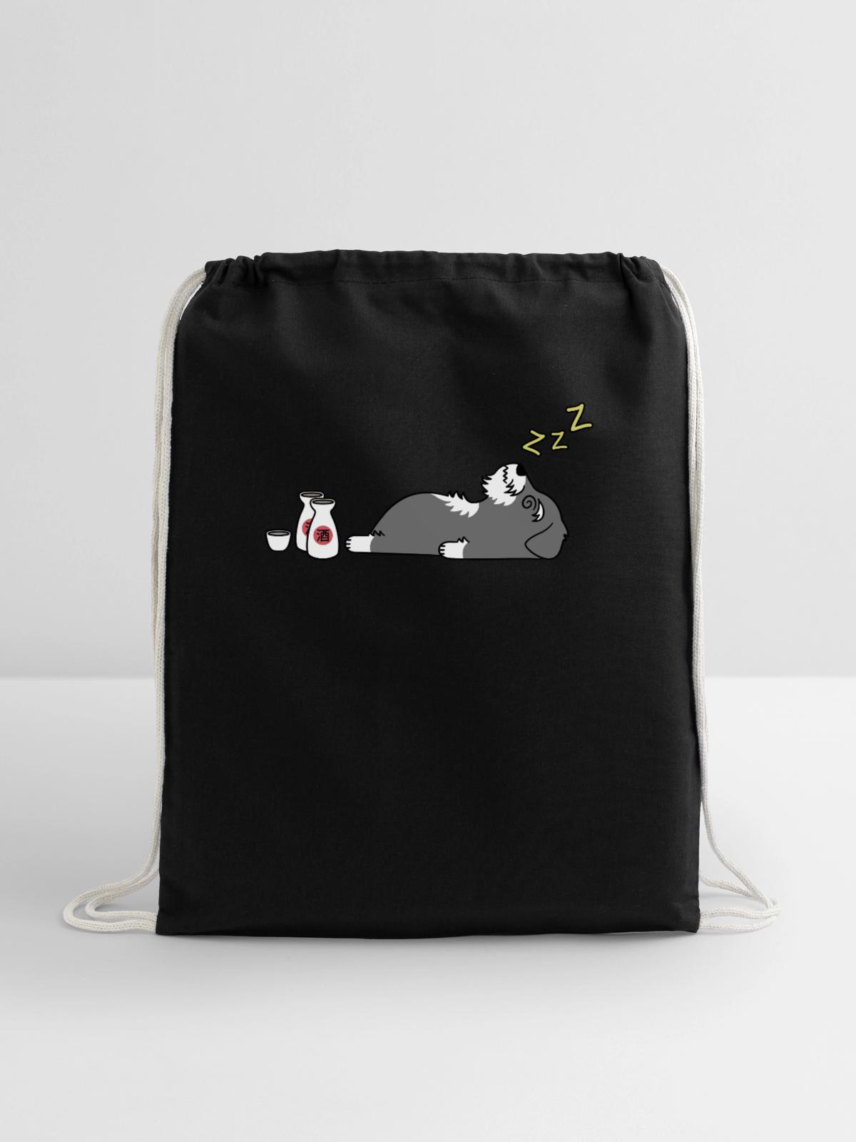 Schnauzer Sake Drunk - Cotton Drawstring Bag - black - Front