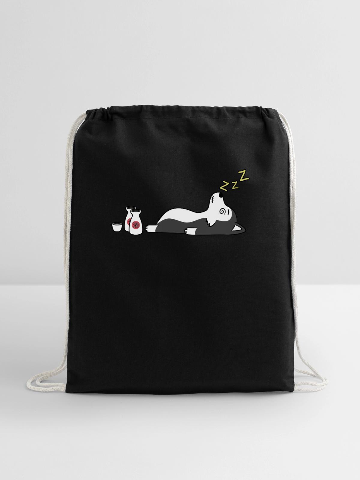 Husky Sake Drunk - Cotton Drawstring Bag - black - Front