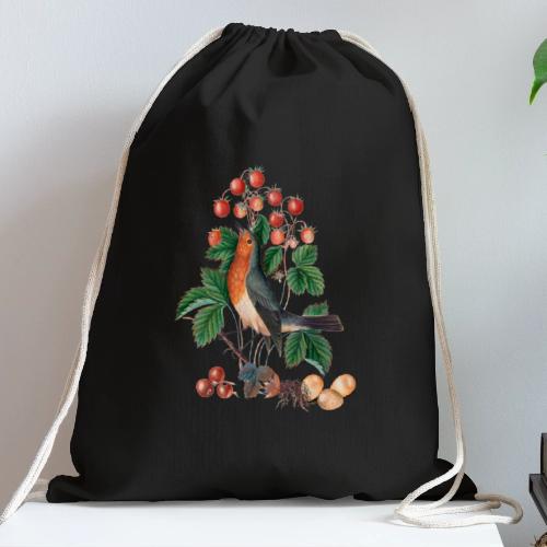 European robin - Cotton Drawstring Bag