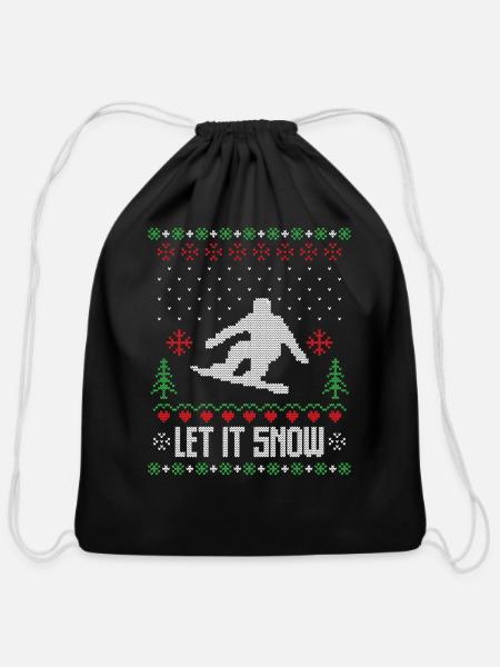 Ugly christmas sweater - Cotton Drawstring Bag - black