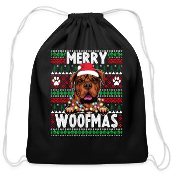 Bordeaux Great Dane Christmas Lights Dog Lovers Xm - Cotton Drawstring Bag - black - Front
