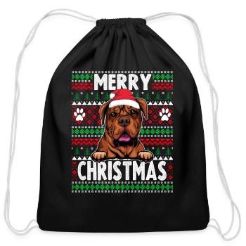 Bordeaux Great Dane Christmas Lights Petg Lovers X - Cotton Drawstring Bag - black - Front