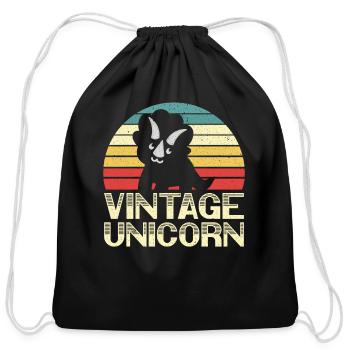 Vintage Unicorn Triceratops Dinosaur Prehistoric - Cotton Drawstring Bag - black - Front