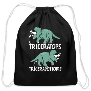 Triceratops Dinosaur Lover Prehistoric Dino - Cotton Drawstring Bag - black - Front