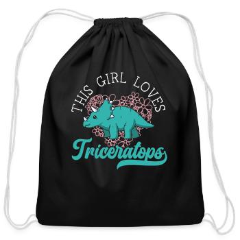 This Girl Loves Triceratops Dinosaur Prehistoric - Cotton Drawstring Bag - black - Front