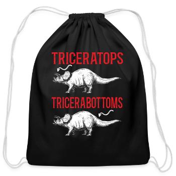 Triceratops Dinosaur Lover Prehistoric Dino - Cotton Drawstring Bag - black - Front