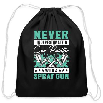 Never Underestimate A Car Painter With A Spray Gun - Cotton Drawstring Bag - black - Front