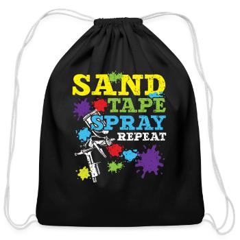 Sand Tape Spray Repeat Car Auto Body Painter - Cotton Drawstring Bag - black - Front