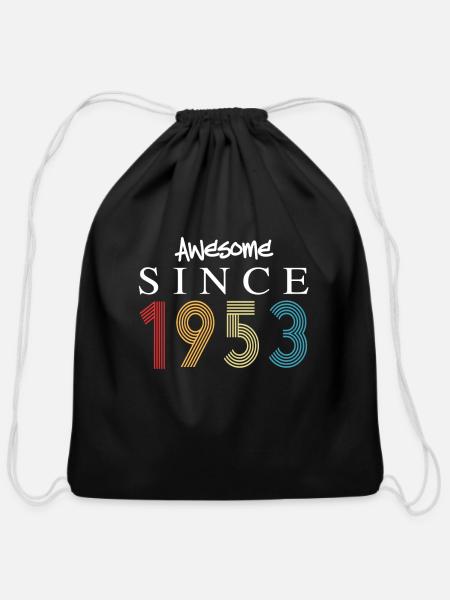 Awesome Since 1953 Birthday 1953 Vintage 1953 - Cotton Drawstring Bag - black