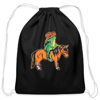 even cowboys get tummy - Cotton Drawstring Bag - black - Front