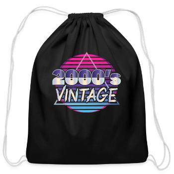 2000's Vintage Era Decade Birth Year Generation Z - Cotton Drawstring Bag - black - Front