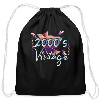 2000's Vintage Era Decade Birth Year Generation Z - Cotton Drawstring Bag - black - Front