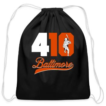 Baltimore baseball area code 410 - Cotton Drawstring Bag - black - Front