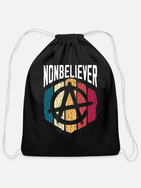 Nonbeliever Anti-Religion Agnostic Atheist - Cotton Drawstring Bag - black