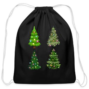 Christmas Tree With Led Light Pine Tree - Cotton Drawstring Bag - black - Front