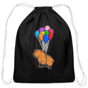 Capybara Giant Cavy Rodent With Balloons Capybara - Cotton Drawstring Bag - black - Front