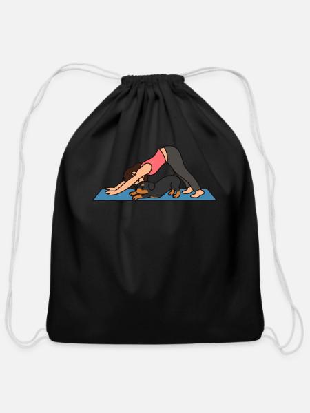 Rottweiler Yoga Buddies - Cotton Drawstring Bag - black