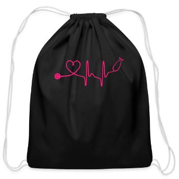 Stethoscope Heartbeat - Cotton Drawstring Bag - black - Front