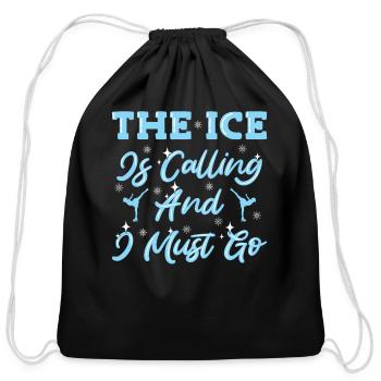The Ice Is Calling Figure Skating - Cotton Drawstring Bag - black - Front