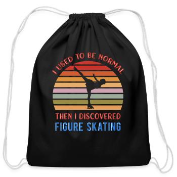 Figure Skating Ice Skater - Cotton Drawstring Bag - black - Front