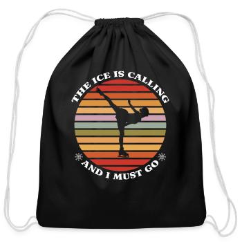 Figure Skating Ice Skater - Cotton Drawstring Bag - black - Front