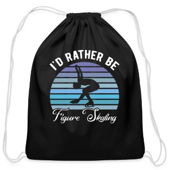 I'd Rather Be Figure Skating - Cotton Drawstring Bag - black - Front